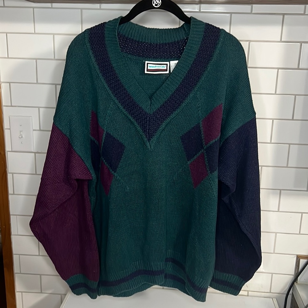 Vintage Weekends V-Neck Oversized Sweater Sz M